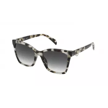 TOUS Women STOB50-550ALC Sunglasses Havana Acetate Square Frame Grey Gradient Lens 55/18/140 mm