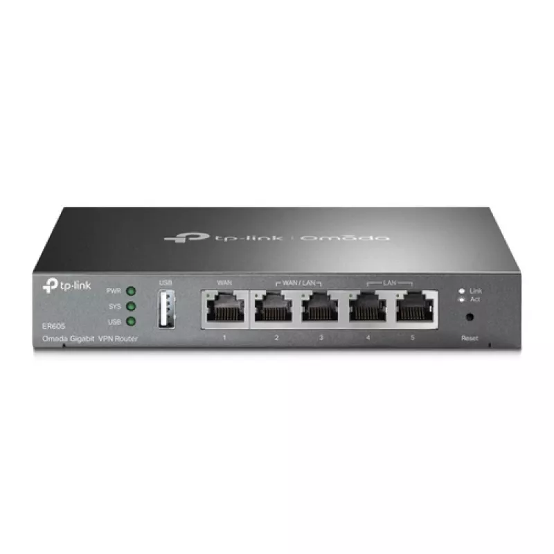 TP-LINK ER605 SafeStream maršrutizatorius - Gigabit VPN maršrutizatorius su 4 prievadų jungikliu, 3 WAN prievadais, montuojamas ant sienos