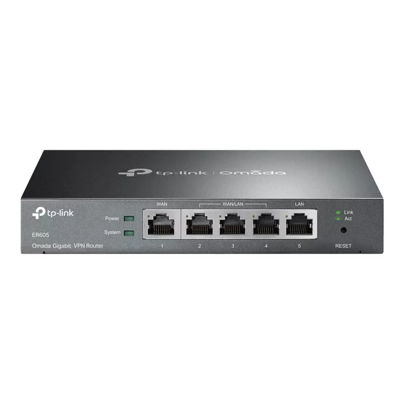 TP-LINK ER605 SafeStream maršrutizatorius - Gigabit VPN maršrutizatorius su 4 prievadų jungikliu, 3 WAN prievadais, montuojamas ant sienos