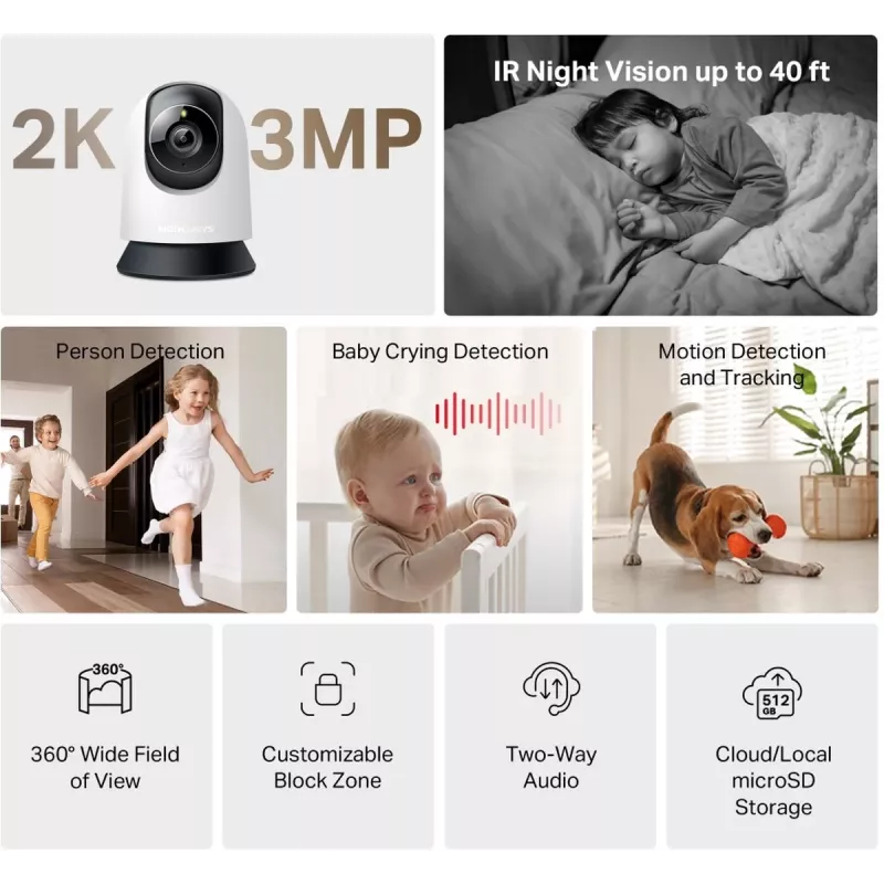 TP-LINK MERCUSYS MC210 360° 2K 3MP kamera