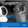 TP-Link Tapo C200C pasukama/pakreipiama namų apsaugos Wi-Fi kamera - 1080p Full HD, 360° horizontalus diapazonas, dvipusis garsas, naktinis matymas iki 9m, MicroSD iki 256GB, balta