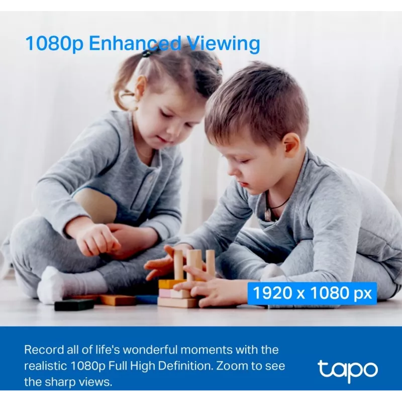 TP-Link Tapo C200C pasukama/pakreipiama namų apsaugos Wi-Fi kamera - 1080p Full HD, 360° horizontalus diapazonas, dvipusis garsas, naktinis matymas iki 9m, MicroSD iki 256GB, balta