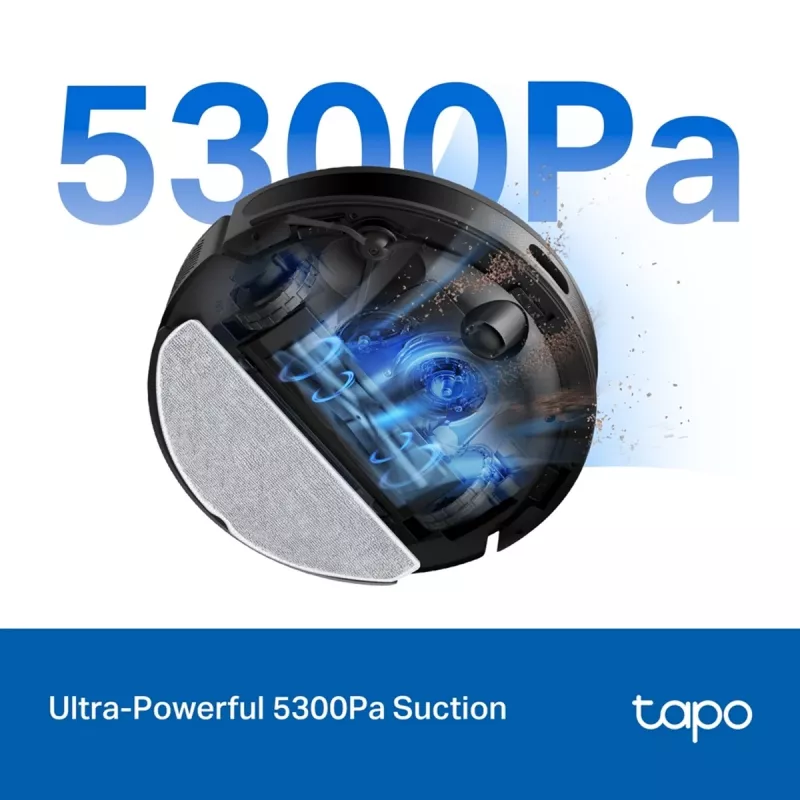 TP-Link Tapo RV20 Max Plus robotas dulkių siurblys ir šluostė su automatinio ištuštinimo doku, LiDAR navigacija, 4200 Pa siurbimo galia, 2600 mAh baterija, Wi-Fi, Alexa ir Google Assistant