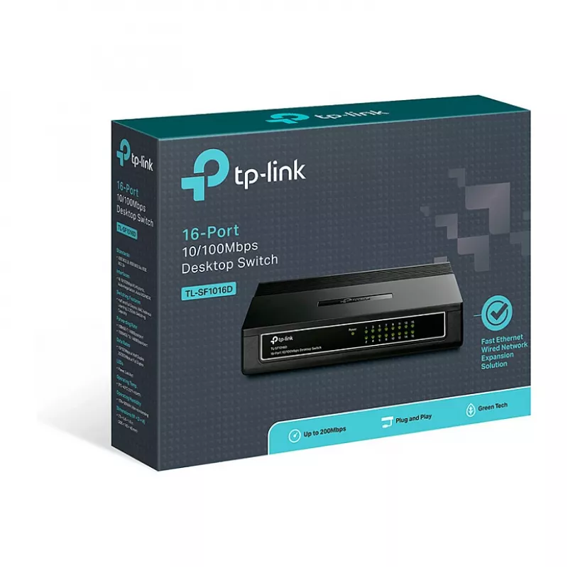 TP-Link TL-SF1016D 16 prievadų 10/100 Fast Ethernet stalinis komutatorius