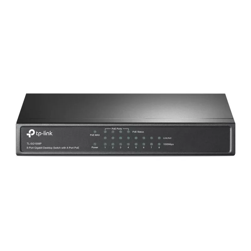 TP-Link TL-SG1008P 8 prievadų Gigabitinis stalinis PoE+ komutatorius, 4 PoE prievadai, 64W biudžetas, metalinis TL-SG1008P(UN)