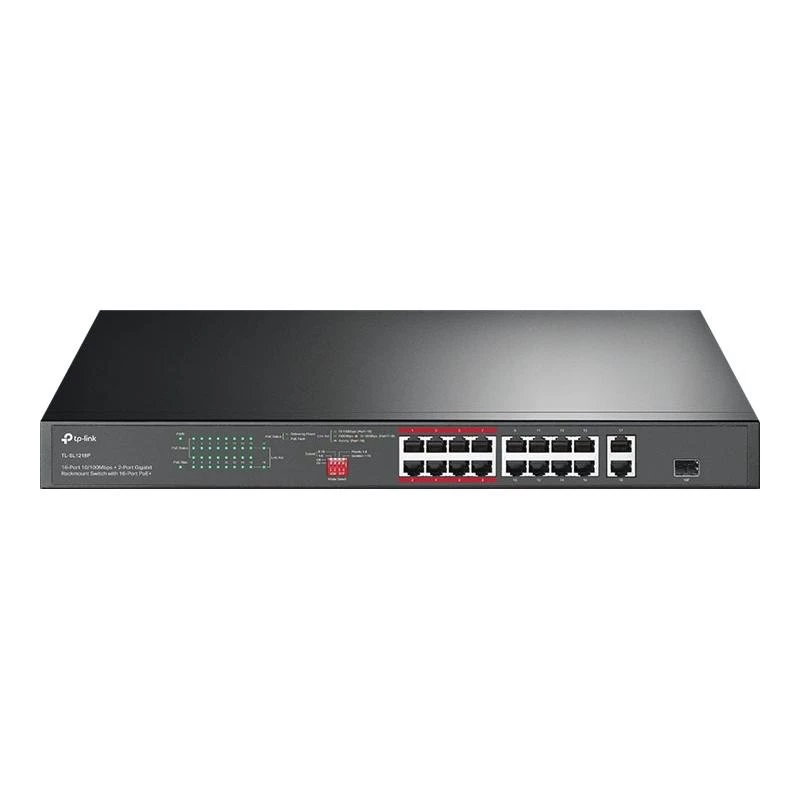 TP-Link TL-SL1218P 18 prievadų Fast Ethernet PoE+ komutatorius su 2 Gigabit ir 1 SFP
