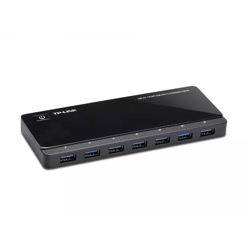 TP-LINK UH720 7 prievadų USB 3.0 šakotuvas su 2 išmaniaisiais įkrovimo prievadais – juodas