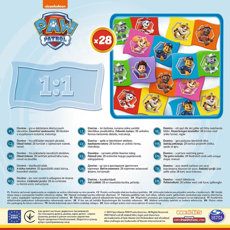 TREFL GRY Domino Paw Patrol – Lavinamasis žaidimas vaikams