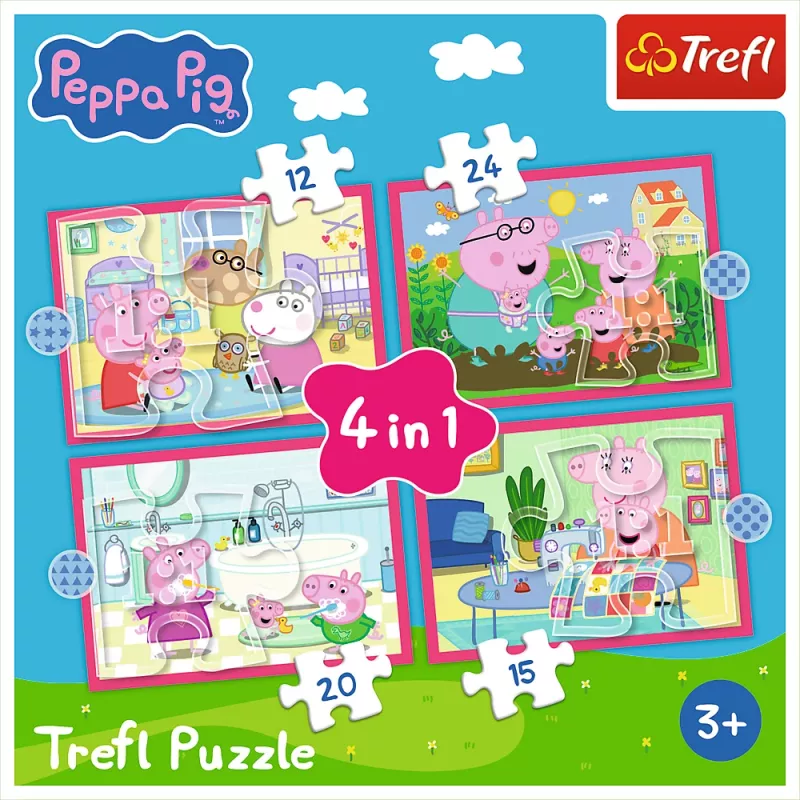 TREFL PUZZLE 4-in-1 Dėlionė (12, 15, 20, 24) – Peppa Loves Adventures – Trefl 34672