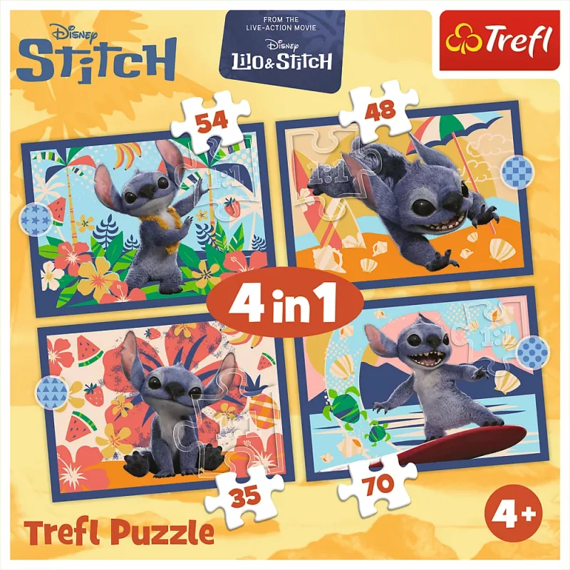 TREFL PUZZLE 4-in-1 Puzzle – Havajų atostogos – Disney Stitch Trefl 34666