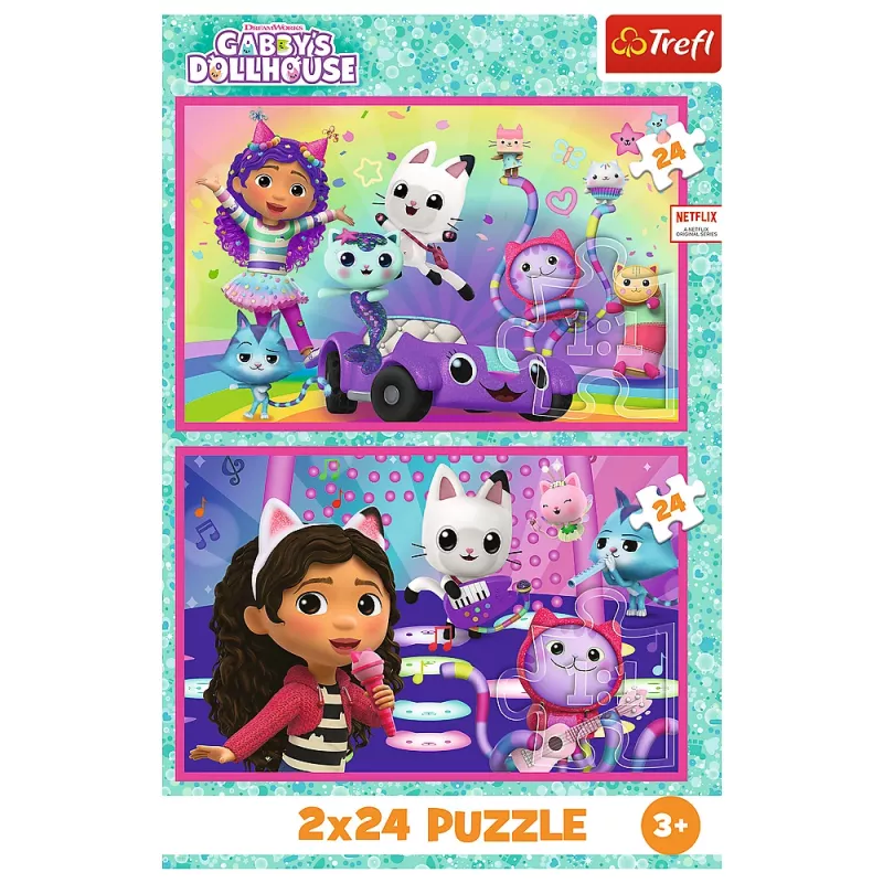 TREFL PUZZLE Dėlionė - 2x24 - Linksmybės su Gabi - Universali Gabi Lėlių Namelis Trefl 34433