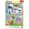 TREFL PUZZLE Dėlionė 2x70 Nuobodžiauti su Stitch'u nebus laiko Disney Lilo Stitch Trefl 34444