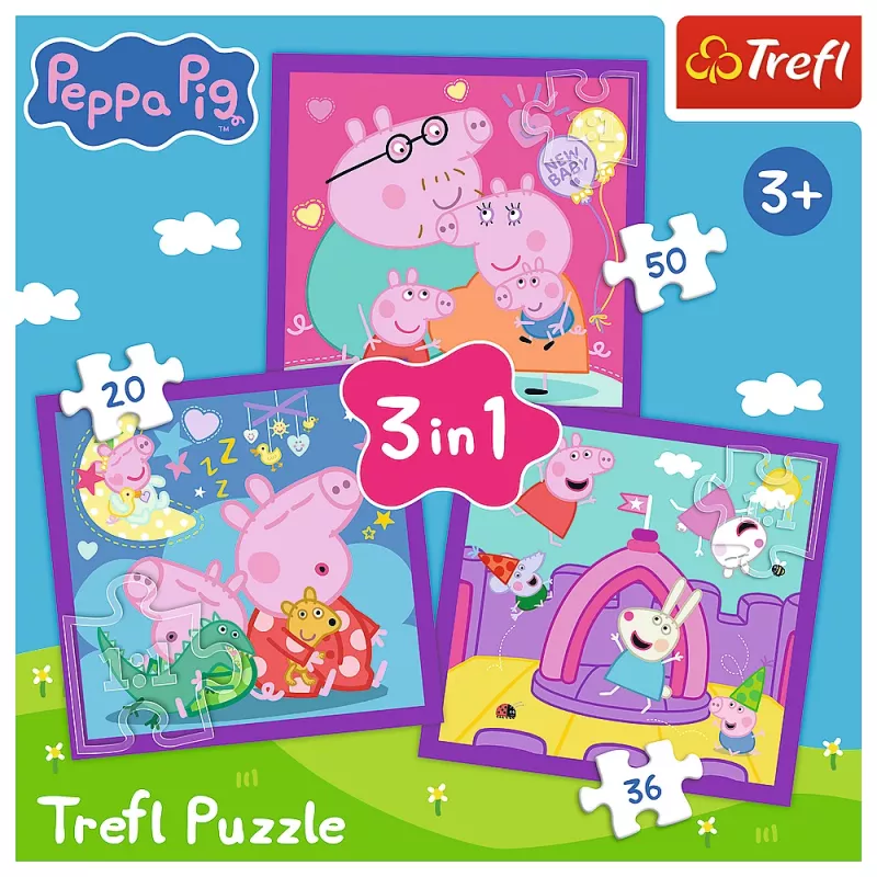TREFL PUZZLE Dėlionė - 3 viename - Pepos Kiaulytės įpročiai Trefl 34893