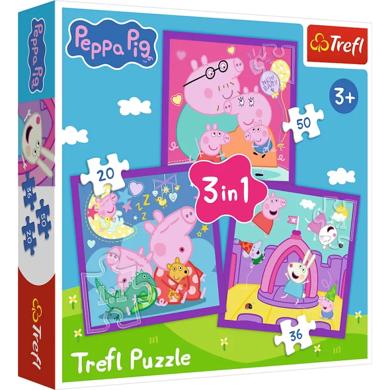 TREFL PUZZLE Dėlionė - 3 viename - Pepos Kiaulytės įpročiai Trefl 34893
