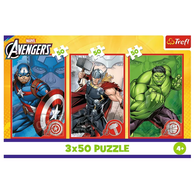 TREFL PUZZLE Dėlionė - 3x50 - Your Hero / Disney Marvel The Avengers Trefl 34891