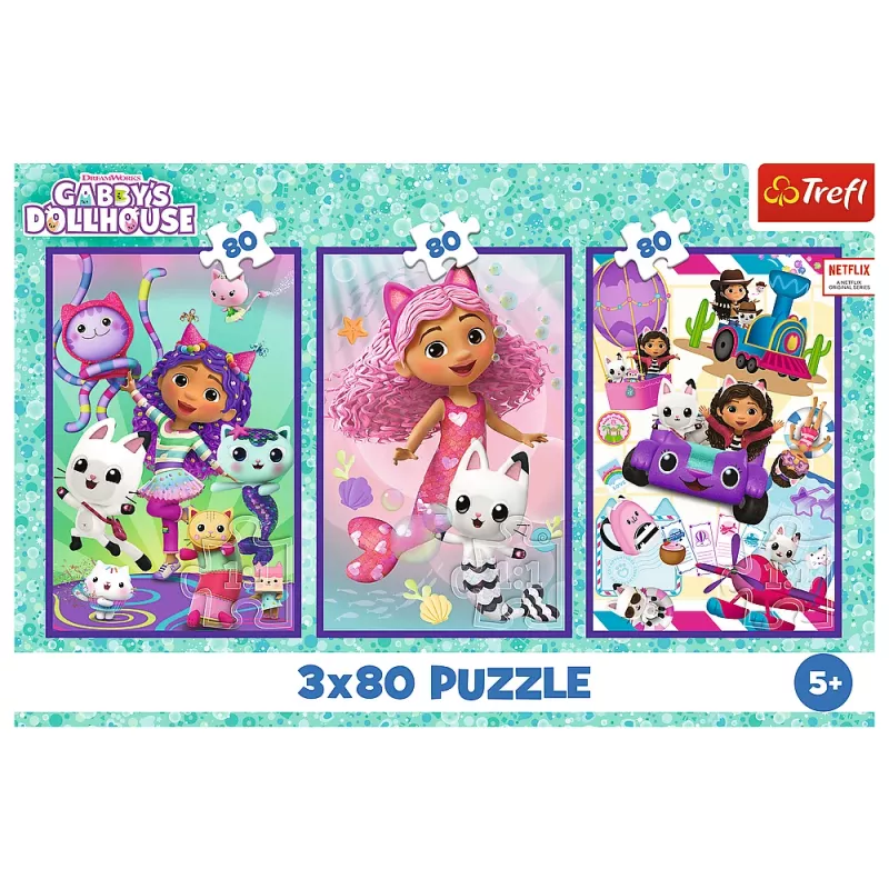 TREFL PUZZLE Dėlionė 3x80 - Spalvingos Gabės dienos Trefl 34882