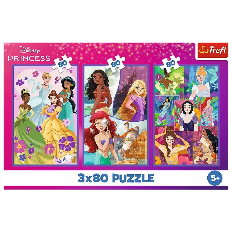 TREFL PUZZLE Dėlionė - 3x80 - Princesės draugės - Disney Princess Trefl 34884