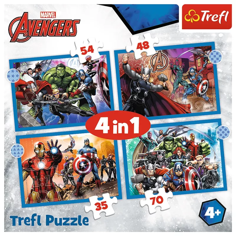 TREFL PUZZLE Dėlionė 4 viename Brave Avengers 26006