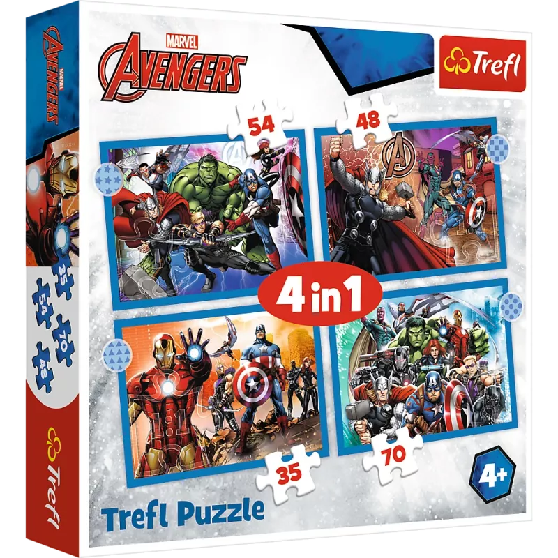 TREFL PUZZLE Dėlionė 4 viename Brave Avengers 26006