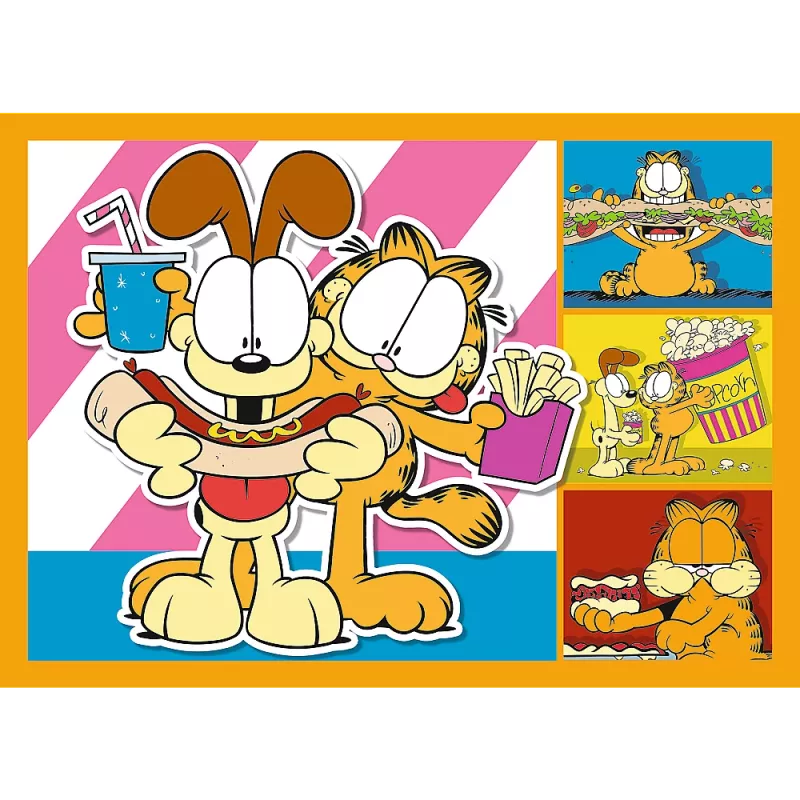 TREFL PUZZLE Dėlionė 4-in-1 – Garfield Loves Lasagna – Trefl 34673