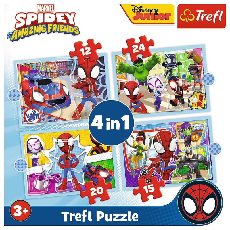 TREFL PUZZLE Dėlionė - 4v1 (12, 15, 20, 24) - Ekipa Spidaya 34611