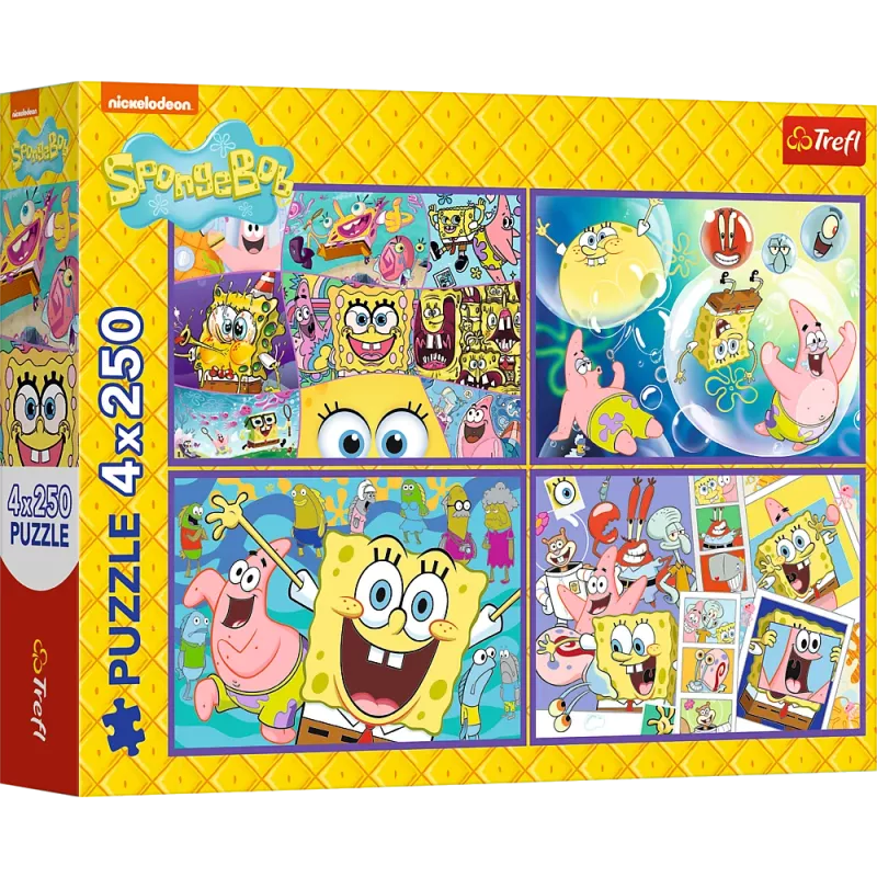 TREFL PUZZLE Dėlionė - 4x250 - SpongeBob's Crazy World Trefl 13342