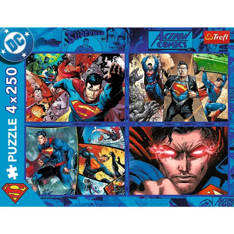 TREFL PUZZLE Dėlionė - 4x250 - Supermeno drąsa - Warner Superman Trefl 13340