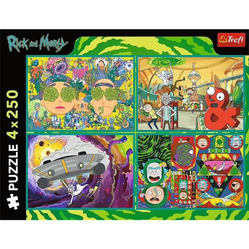 TREFL PUZZLE Dėlionė - 4x250 - Pašėlęs Riko ir Morty pasaulis - Warner Rick and Morty Trefl 13338