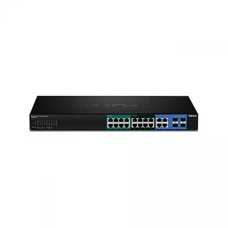 TRENDnet TPE-204US 20 prievadų Gigabit Web Smart UPoE komutatorius, 370W PoE biudžetas, 8 UPoE prievadai, 19 inch montuojamas į stelažą