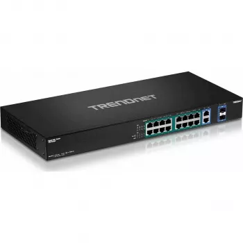 TRENDnet TPE-TG182F 18 prievadų Gigabit High Power PoE+ komutatorius, 16 PoE+ prievadų, 240W biudžetas, 2 uplink, montuojamas į stelažą