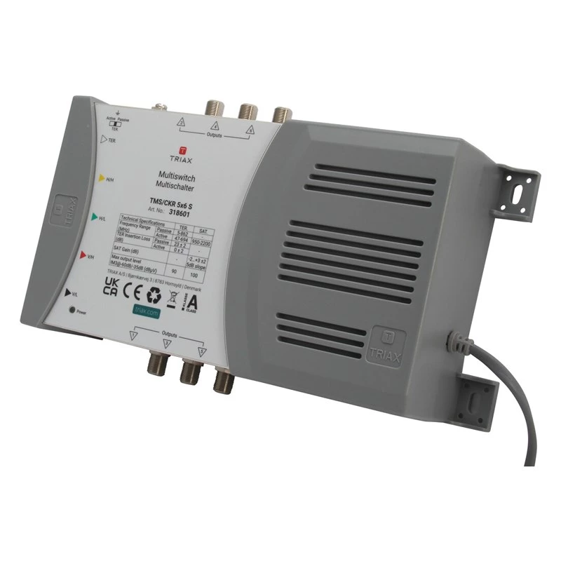 TRIAX TMS 5/6S multiswitch 4 SAT + 1 TER įėjimas, 6 išėjimai