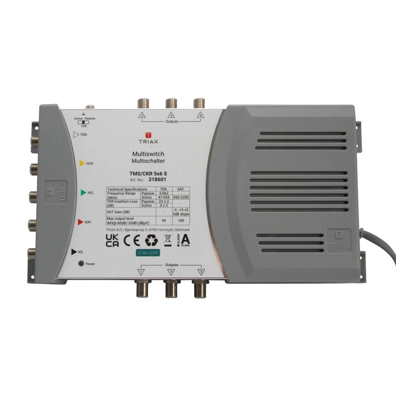 TRIAX TMS 5/6S multiswitch 4 SAT + 1 TER įėjimas, 6 išėjimai