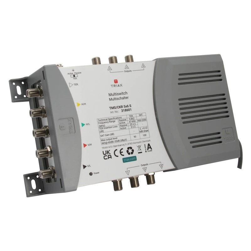 TRIAX TMS 5/6S multiswitch 4 SAT + 1 TER įėjimas, 6 išėjimai