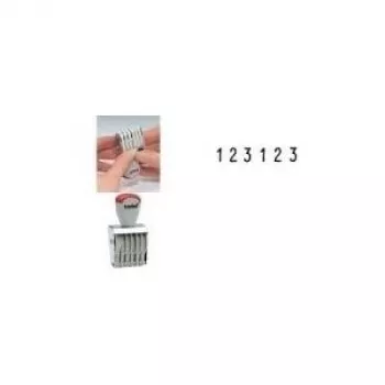 Trodat numeravimo spaudas 6 skaitmenų 9 x 41 mm nikeliuotas metalinis korpusas plastikiniais reguliavimo ratukais (51 1596)