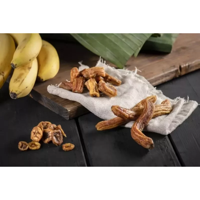 Tropicks Dried Banana 100 g – Traškūs saldūs bananų traškučiai su kokosų aliejumi ir medumi