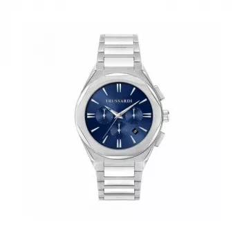 Trussardi Men's T-Light Quartz Watch R2453156004 44mm Blue Dial Silver Milanese Mesh Strap