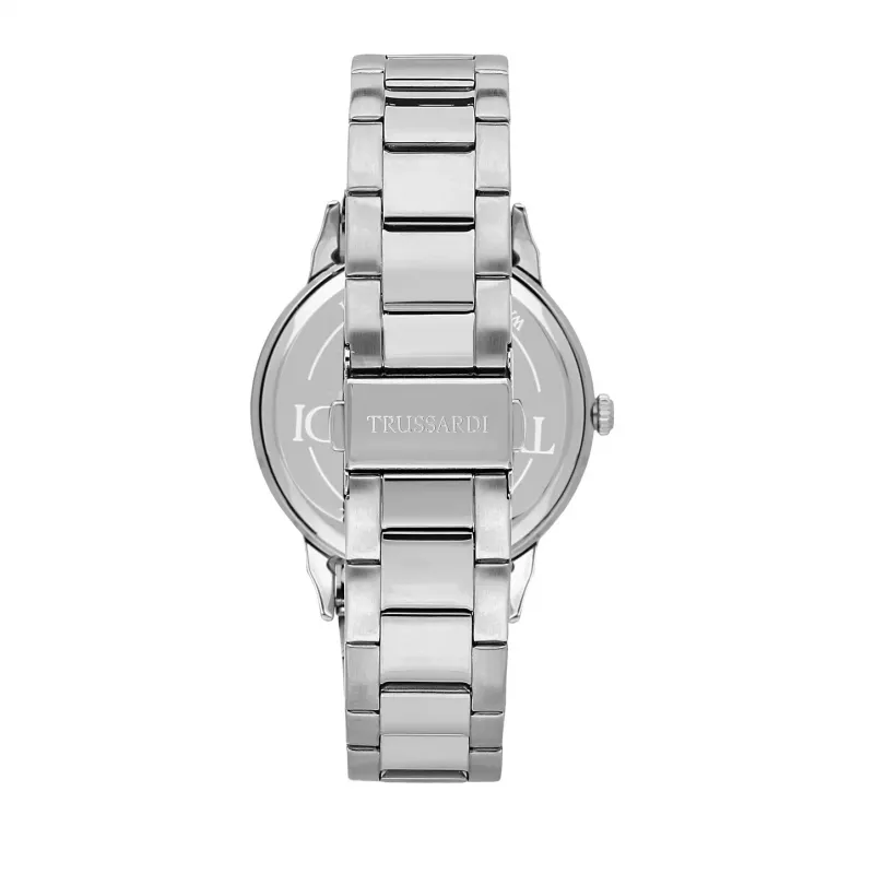 Trussardi vyriškas T-Logo kvarcinis laikrodis R2453141009 43mm mėlynas ciferblatas sidabrinis nerūdijantis plienas