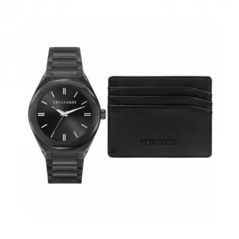 Trussardi vyrų laikrodis R2453156007 42mm mėlynas ciferblatas ruda odinė juosta