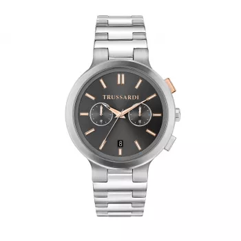 Trussardi vyriškas laikrodis R2453164005 43mm mėlynas ciferblatas mėlynas odinis dirželis kvarcinis