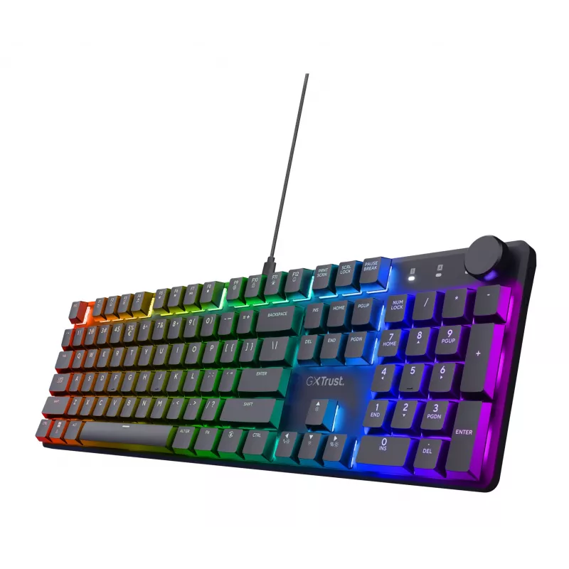 Trust Torix mechaninė klaviatūra TKL 87 klavišų Outemu Red jungikliai USB laidinis vaivorykštinis foninis apšvietimas QWERTY juoda