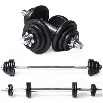 Tunturi Barbell/Dumbbell Set 20 kg Cast Iron with Spinlock Bars