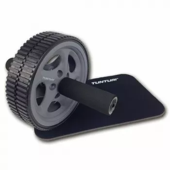 Tunturi Exercise Wheel Deluxe 14TUSFU270 – Ab ratukas su kelių pagalvėle, ergonomiškomis rankenomis, 180 mm ratu, juoda/raudona
