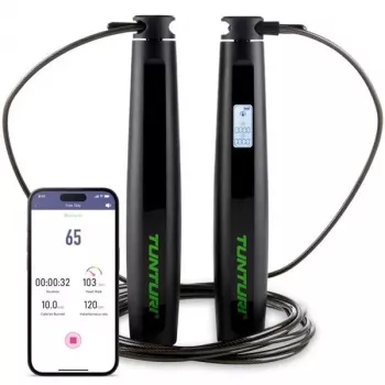 Tunturi Smart šokdynė su LCD ekranu ir programėlės ryšiu, reguliuojamas 2,95 m, juoda