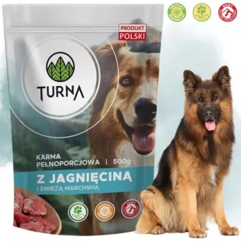 TURNA šlapias šunų maistas su ėriena – 500 g skardinė