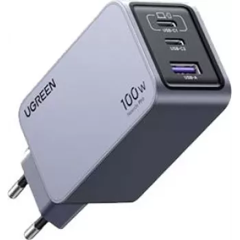 UGREEN 100W GaN Tech Nexode Pro greitas sieninis įkroviklis, 1x USB-A ir 2x USB-C, kosminės pilkos spalvos (15203)