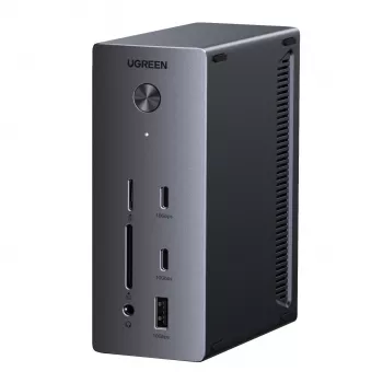 UGREEN 14-in-1 USB-C Dockinė stotis su dvigubu DisplayPort, HDMI, 100W PD, Gigabit Ethernet, SD/TF kortelių skaitytuvais ir 3,5 mm garso išvestimi