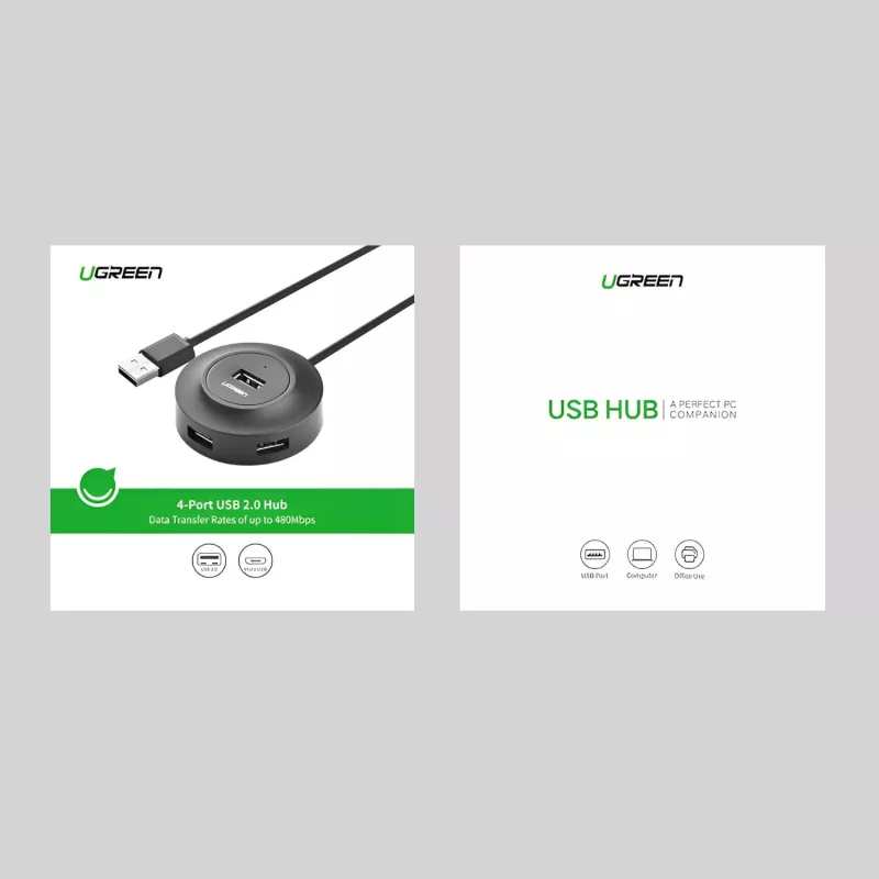 UGREEN 4-in-1 USB 2.0 šakotuvas (20777) - juodas
