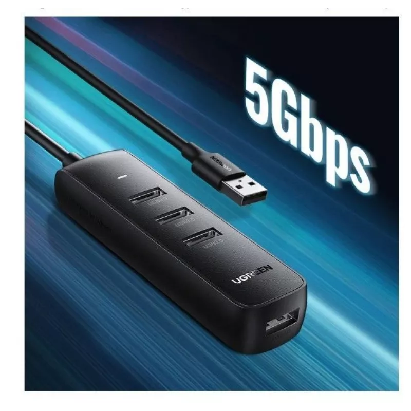 UGREEN 4-in-1 USB Hub 4x USB-A 3.0 PD DC 12V 0.25m Black (CM416 10915)