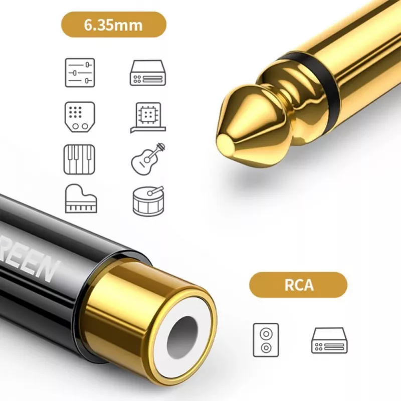 UGREEN 6.35mm Jack į RCA Female Gold Adapter AV169 80731