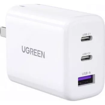 UGREEN 65W USB-C greitasis įkroviklis su USB-A prievadu - 3 prievadų sieninis įkroviklis, PD3.0/QC4.0+, ne GaN, juodas (90496)